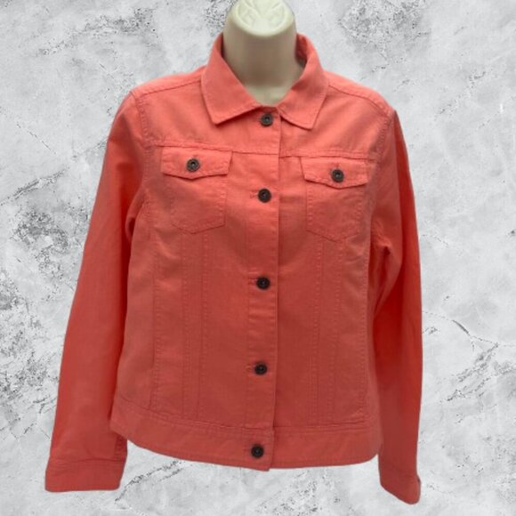L.L. Bean Women's Orange Linen Cotton Button Up Jacket Size XS - Picture 1 of 8